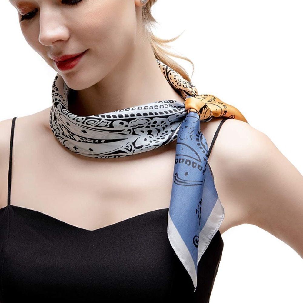 Tri Color Pastel Silky Neck Scarf